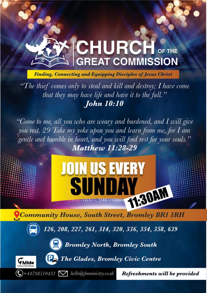 Invitation flyer to Church